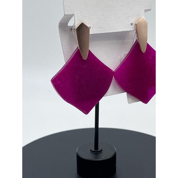 Kendra Scott Astoria Maroon Jade Gold Plated Boho Stone Earrings - Picture 7 of 10